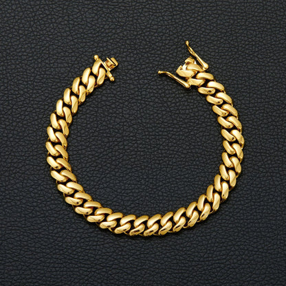 Fashion Hip Hop Stainless Steel Cuban Link Bracelet for Men Trendy Wrist Chain Jewelry