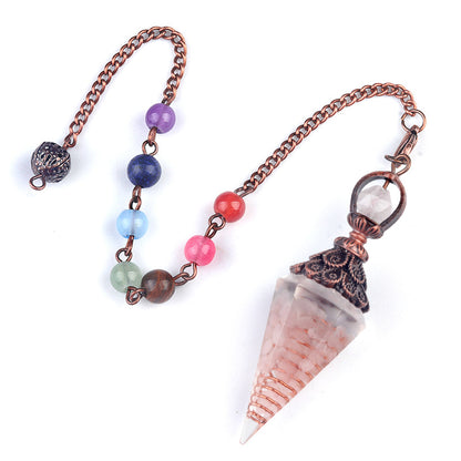 Copper-colored crushed stone resin crystal hexagonal pyramid spirit pendulum