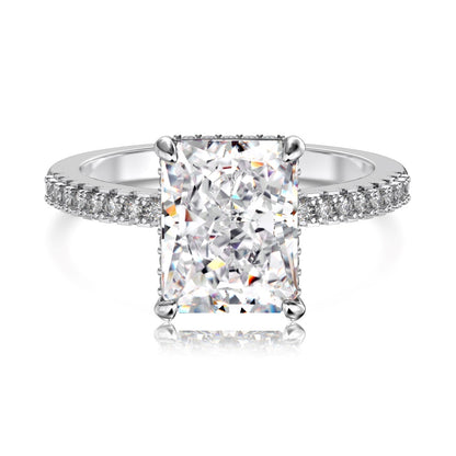 Women's 4.0ct Square Ice Flower Cut Zirconia Trendy Ring, S925 with White Gold Plating