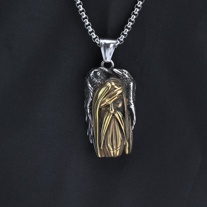 Men's Steel Two Tone Odin Raven Pendant Necklace