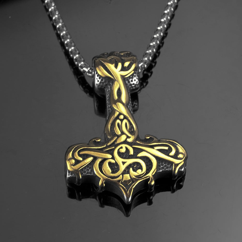 Men's Steel Mjolnir Pendant Necklace