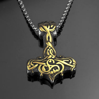 Men's Steel Mjolnir Pendant Necklace