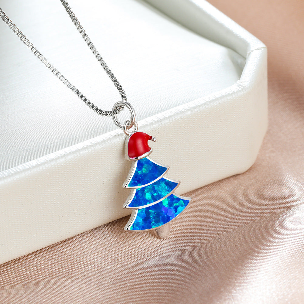 Colorful Opal Christmas Tree Necklace