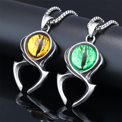 Men's Steel Evil Eye Claw Pendant Necklace
