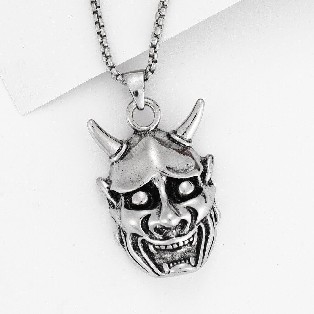 Men's Fashion Stainless Steel Prajna Mask Pendant Necklace