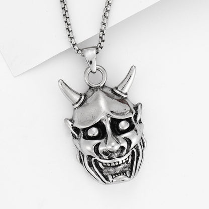 Men's Fashion Stainless Steel Prajna Mask Pendant Necklace