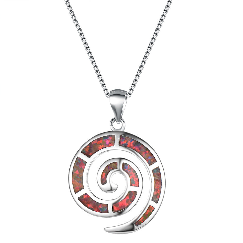 Natural Silver Blue O'Bao Sea Shell Pendant S925 Silver Necklace