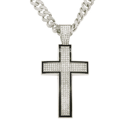 Hip-Hop Style Studded Cross Cuban Chain Pendant Necklace