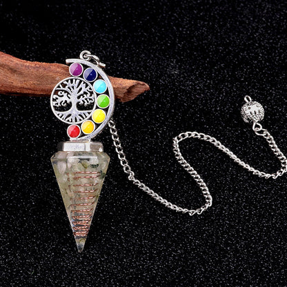 Colorful Life Tree Crystal Gravel Resin Spirit Pendulum