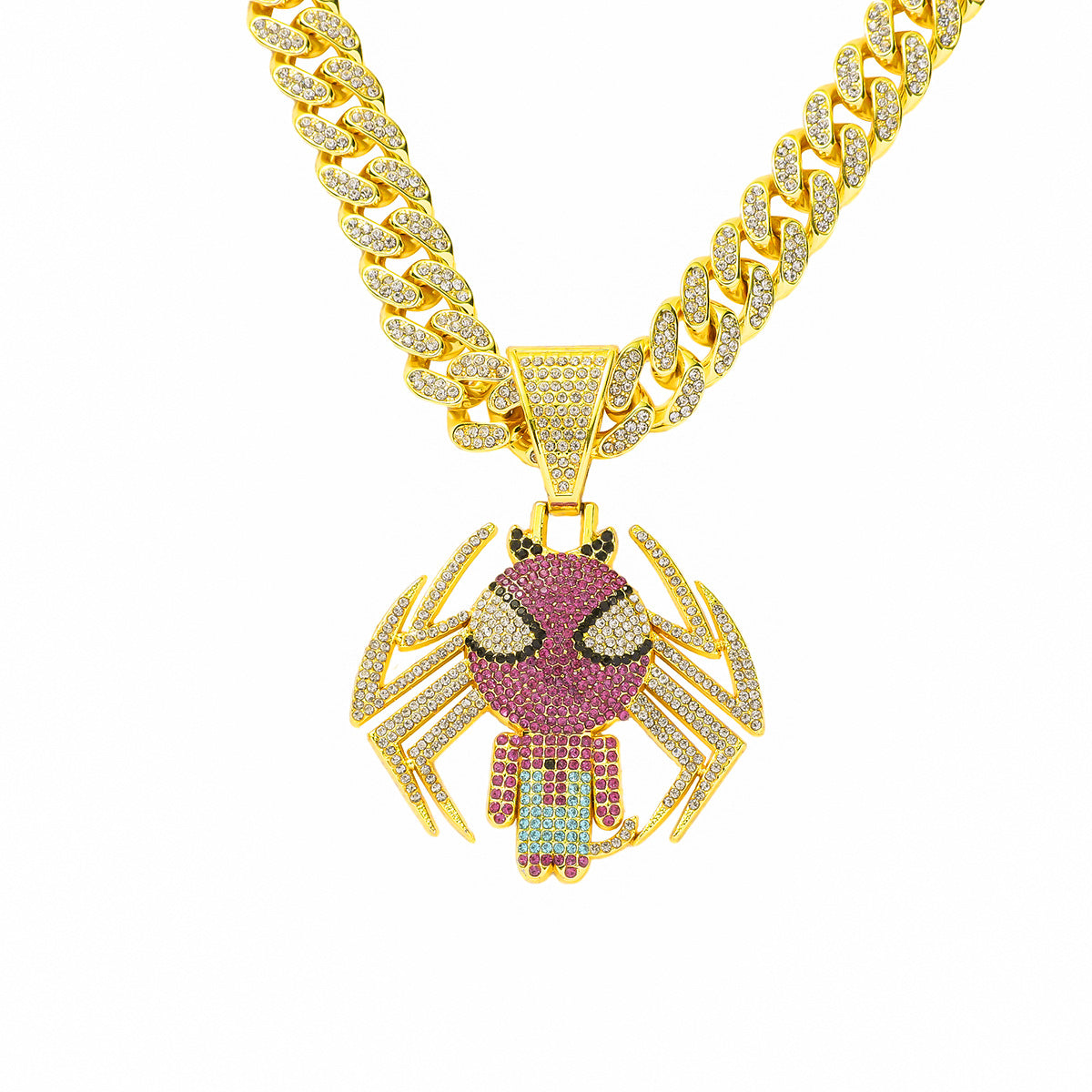 Hip-Hop Cartoon Spider Cuban Chain Pendant Necklace