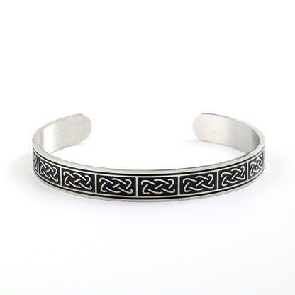 Vintage Celtic Knot Solid Stainless Steel Open C Bangle Men Bracelet