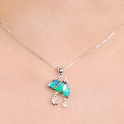Opal Umbrella Pendant Necklace