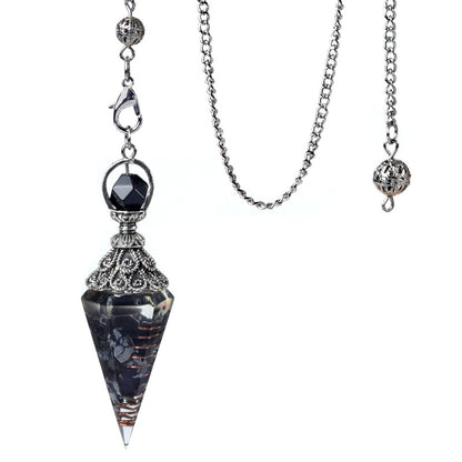 Antique silver crystal semi-precious stone multi-colored gravel resin spirit pendulum