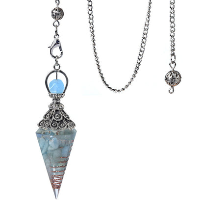 Antique silver crystal semi-precious stone multi-colored gravel resin spirit pendulum