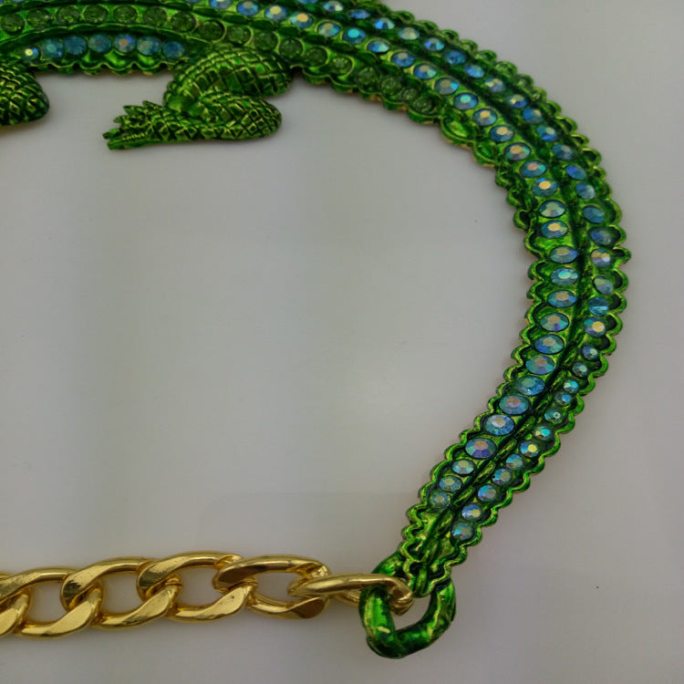 Hip-Hop Vintage Large Crocodile-Shaped Cuban Chain Pendant Necklace