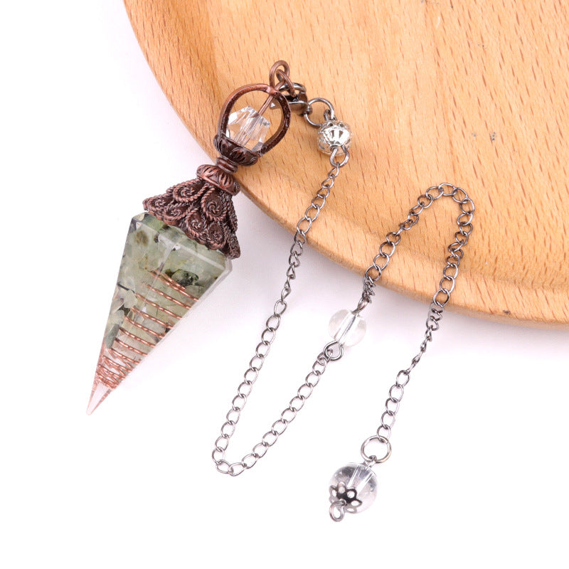 Antique copper crystal semi-precious stone multi-colored gravel resin spirit pendulum