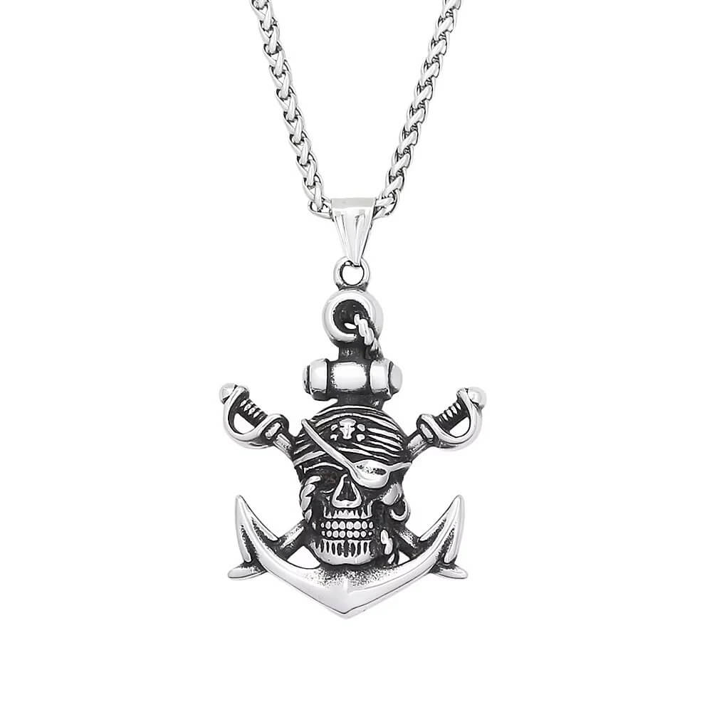Men's Pirate Ship Anchor Pendant Necklace