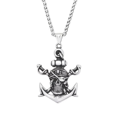 Men's Pirate Ship Anchor Pendant Necklace
