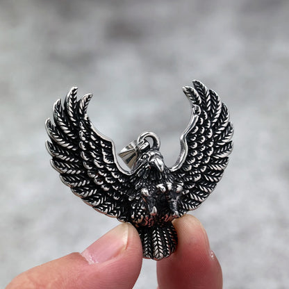 Men's Steel Spread Wings Eagle Pendant Necklace