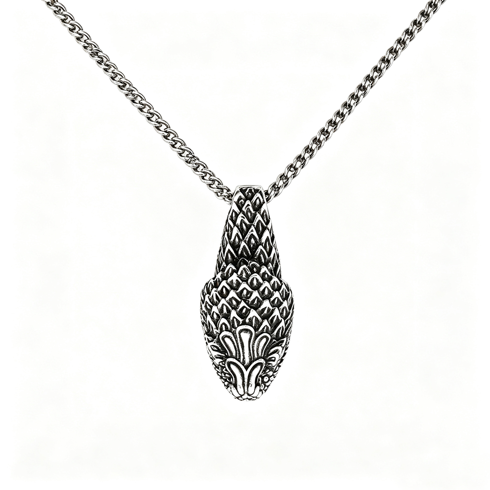 Men's Steel Cobra Punk Pendant Necklace