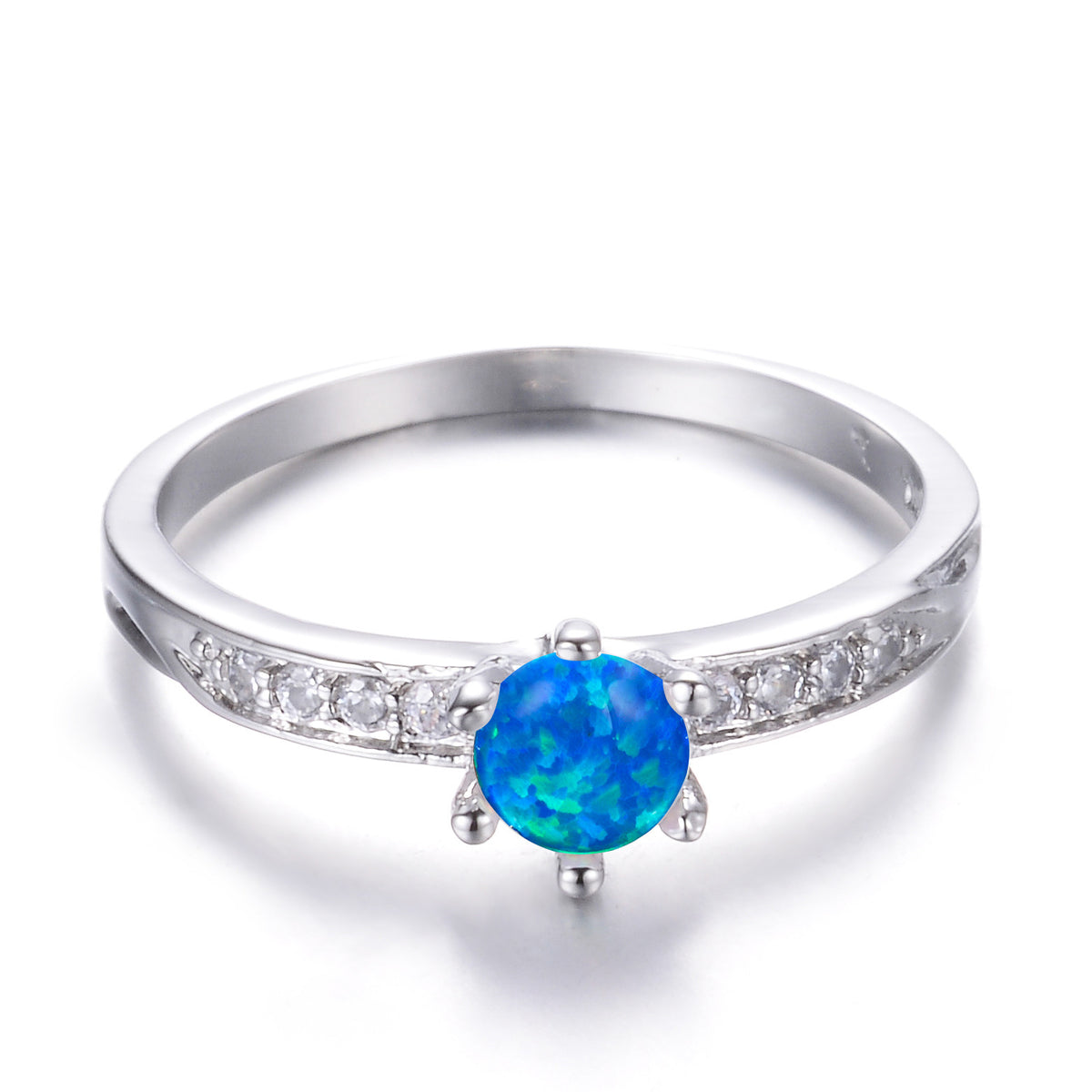Women's Six Prong Opal ring with Zirconia