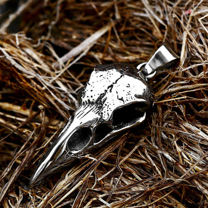 Men's Engraved Crow Pendant Necklace