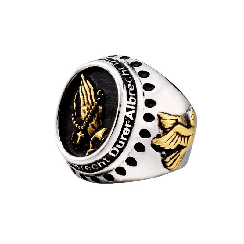 Retro-style Peace Dove Men's Ring