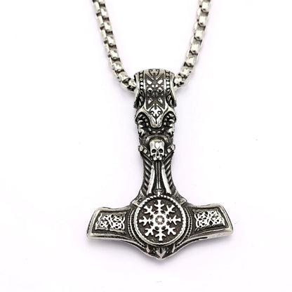 Vintage Stainless Steel Viking Pendant Necklace for Men