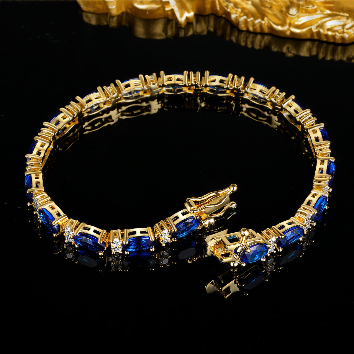Women&Men's Hip-Hop Blue Zircon Tennis Bracelet