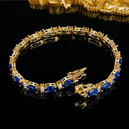 Women&Men's Hip-Hop Blue Zircon Tennis Bracelet