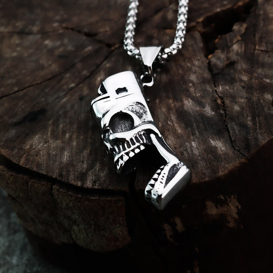 Men's Steel Skull Lighter Pendant Necklace