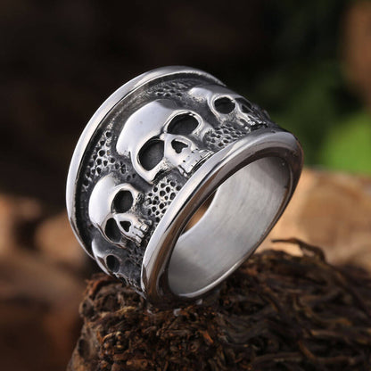 Vintage Solid Stainless Steel Gothic Skull Ring for Men