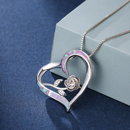 Platinum Auabo Love Rose Necklace
