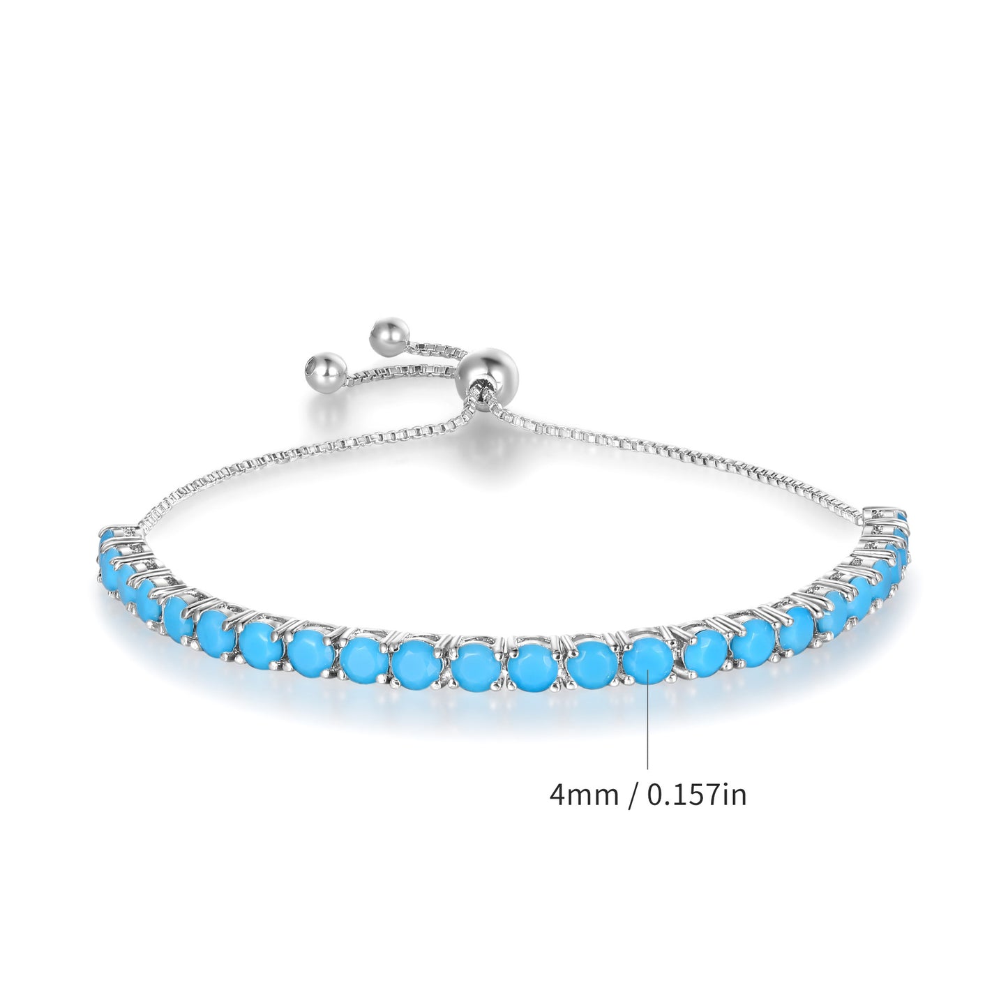 Women&Men's 3-4mm Square Zircon Tennis Ball Adjustable Bracelet With Drawstring