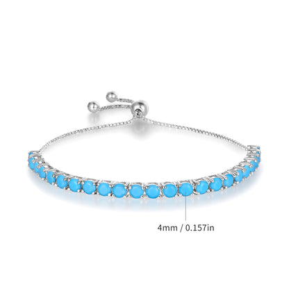 Women&Men's 3-4mm Square Zircon Tennis Ball Adjustable Bracelet With Drawstring