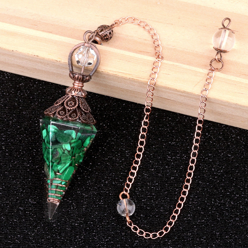 Ancient Red Seven-Colored Crystal Resin Spiritual Pendulum