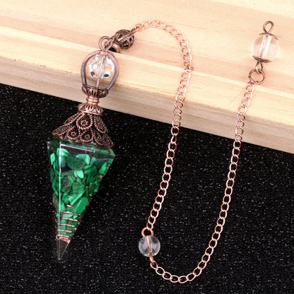 Ancient Red Seven-Colored Crystal Resin Spiritual Pendulum