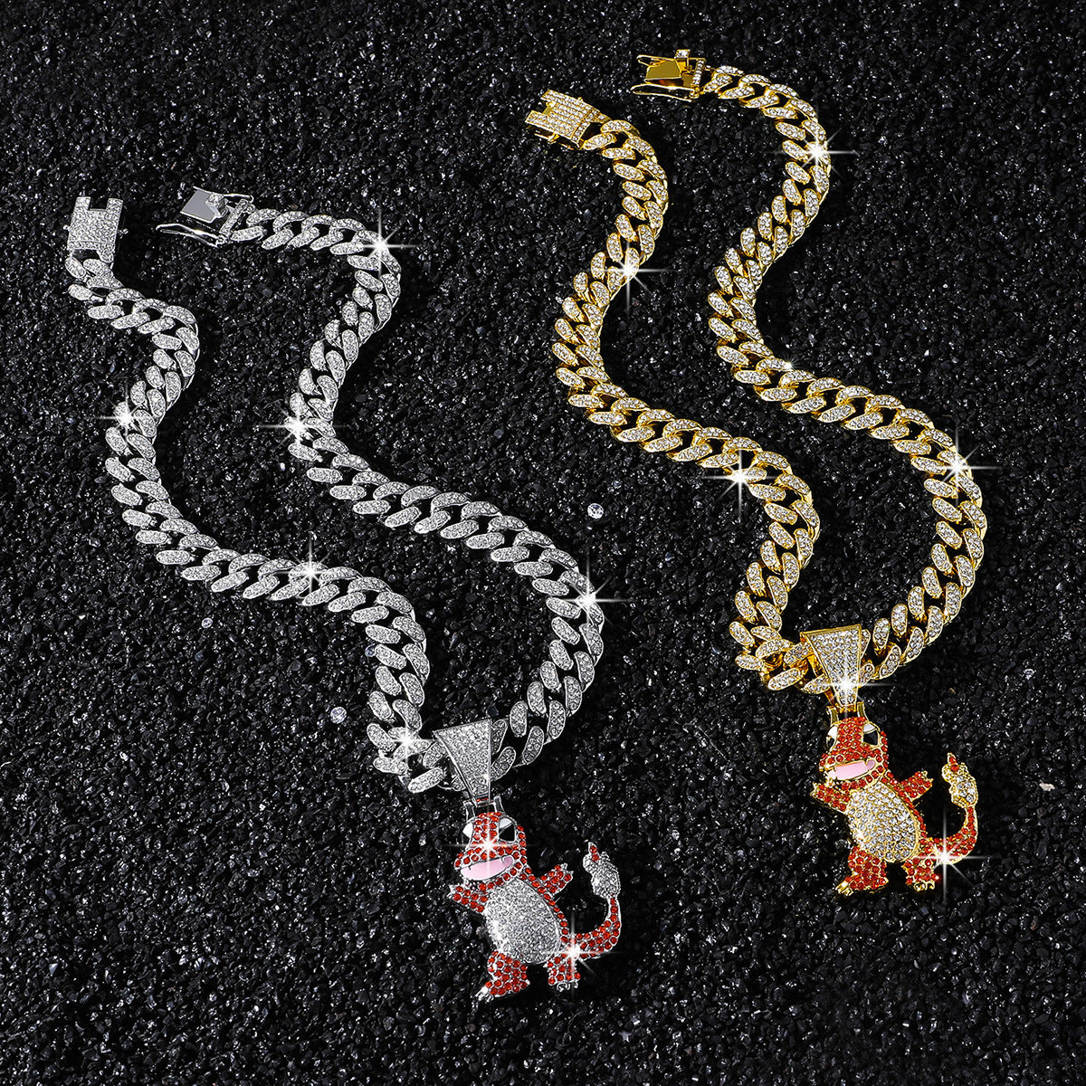 Hip-Hop Style Cartoon Dinosaur Pendant Necklace With Cuban Chain