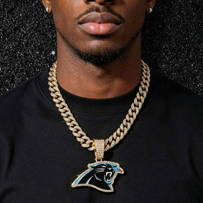 Hip-Hop Style Black Panther Football Team Logo Cuban Chain Pendant Necklace