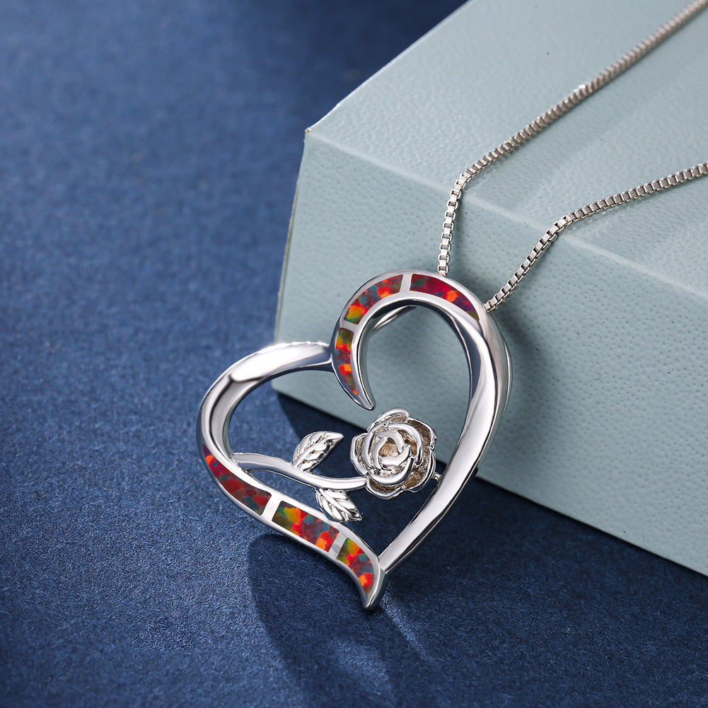 Platinum Auabo Love Rose Necklace