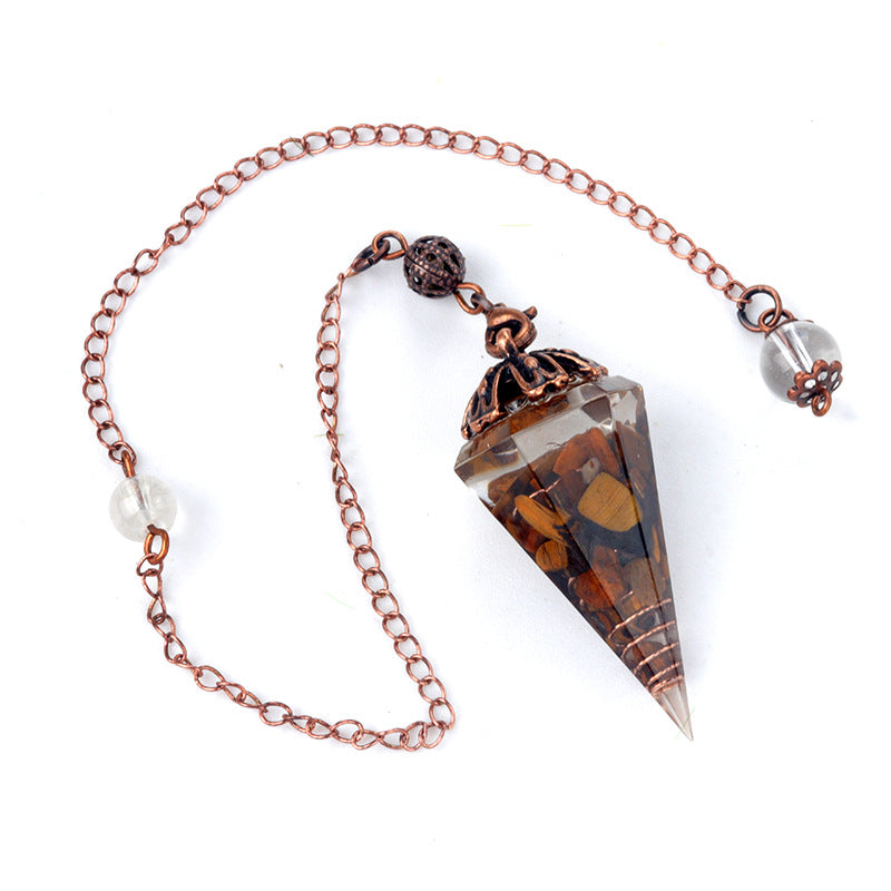 Colorful crystal clock pendulum ancient red copper flower base resin spirit pendulum