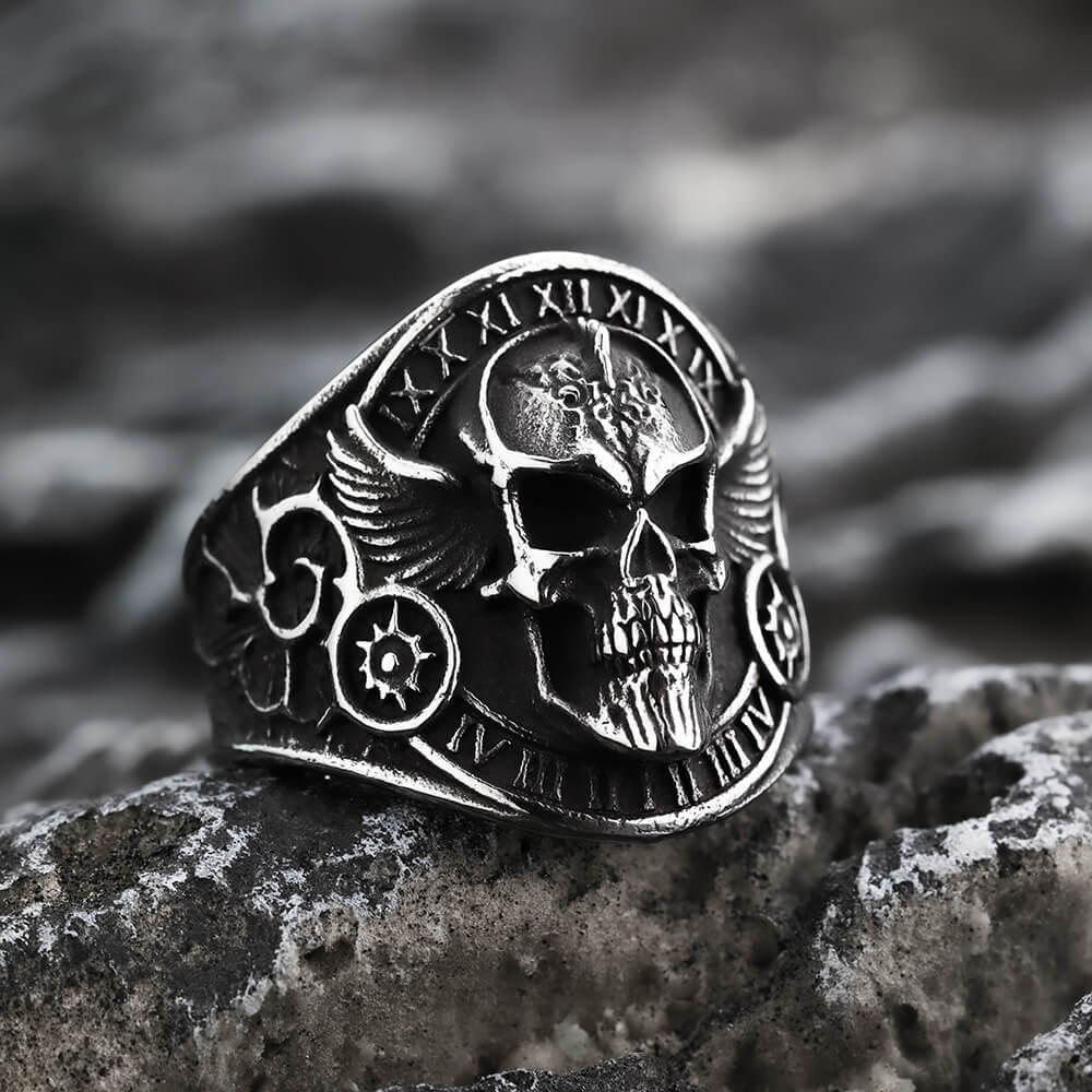 Vintage Stainless Steel Skull Ring for Men Retro Biker Style