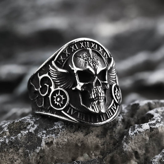 Vintage Stainless Steel Skull Ring for Men Retro Biker Style