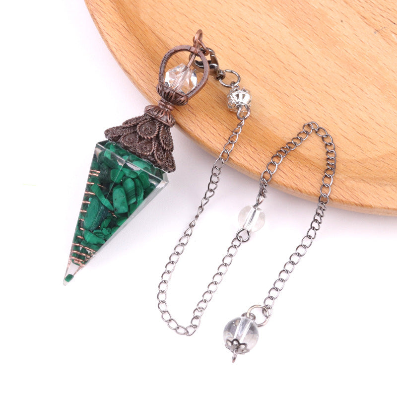 Antique copper crystal semi-precious stone multi-colored gravel resin spirit pendulum