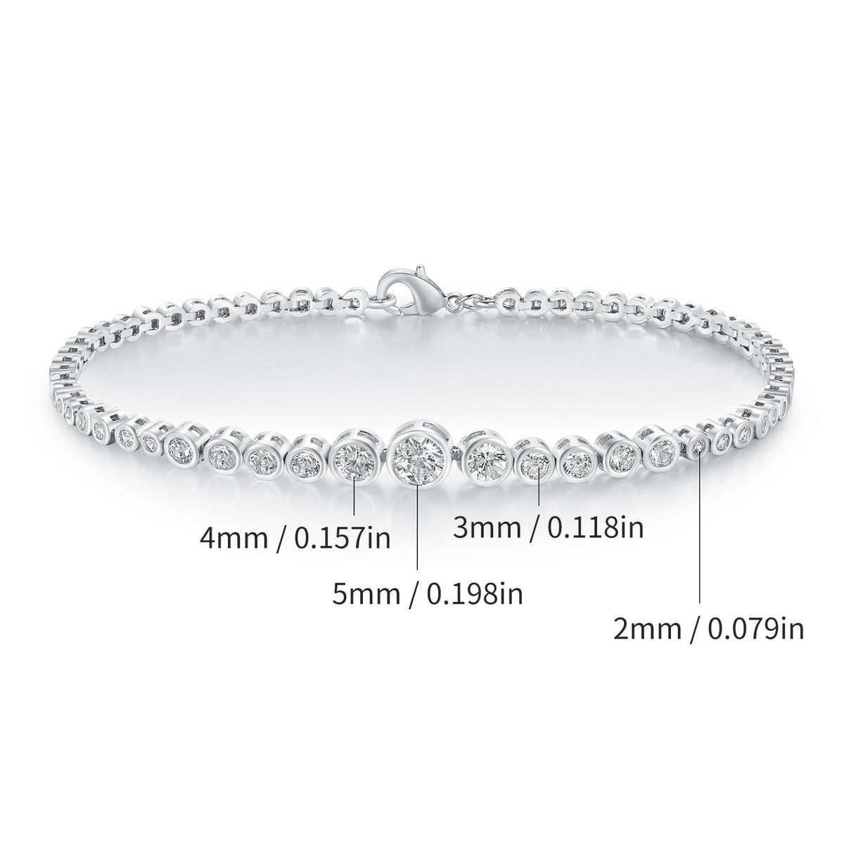 Women&Men's Zircon Gradient Size Single Row Full Diamond Tennis Bracelet