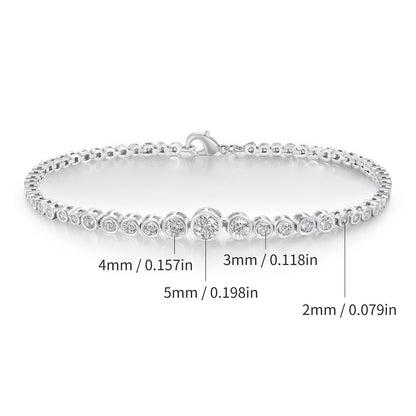 Women&Men's Zircon Gradient Size Single Row Full Diamond Tennis Bracelet