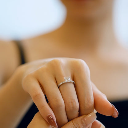 Women's 1.5ct Zirconia Narrow Band Delicate Engagement Ring, S925 with White Gold Plating