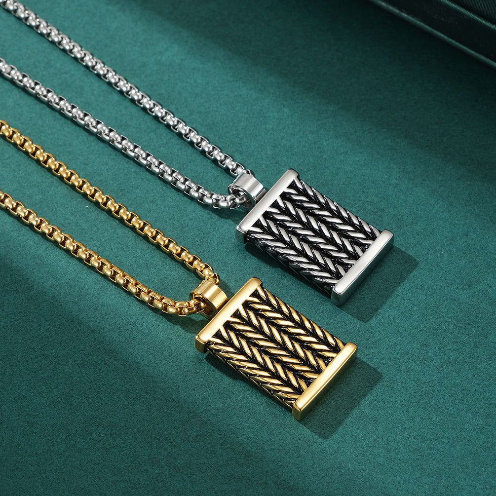 Fried Dough Twists Pattern Men's Pendant Necklace