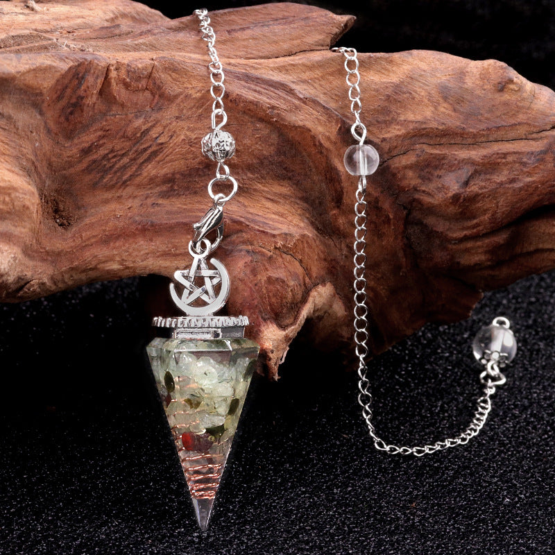 Star Moon Hexagonal Cone Crystal Resin Spirit Pendulum