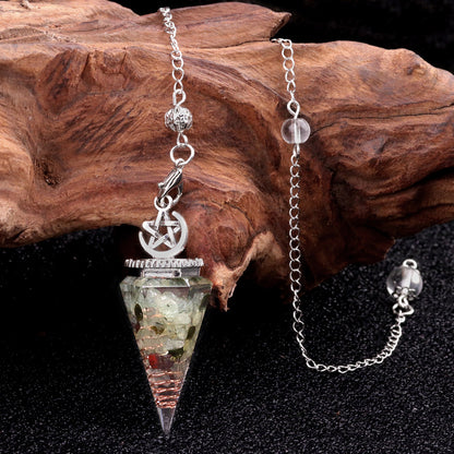 Star Moon Hexagonal Cone Crystal Resin Spirit Pendulum